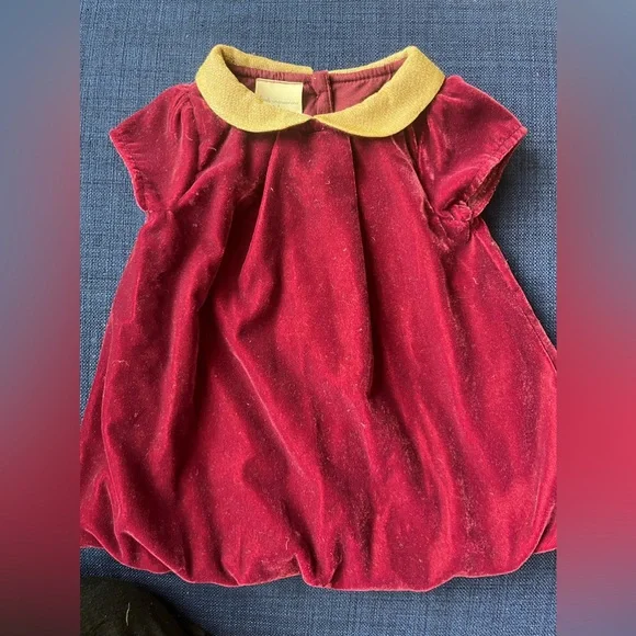 First Impressions | Dresses | Firstimpressions Baby Dress Velvet With Gold  Collar | Poshmark